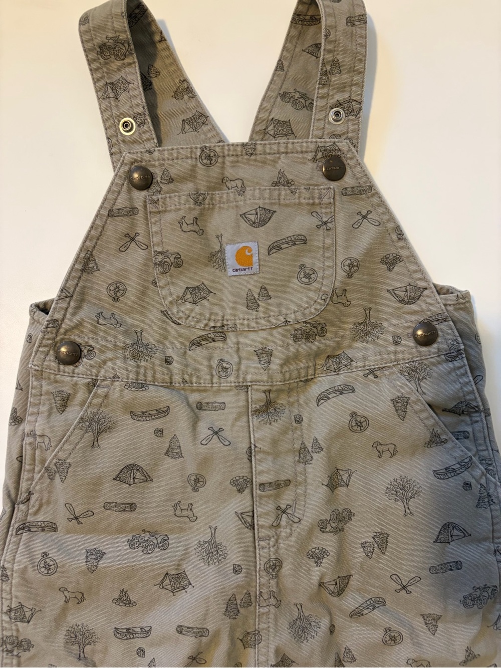 Carhartt Kids Tan Printed Overalls with Outdoor Icons - Picture 2 of 4